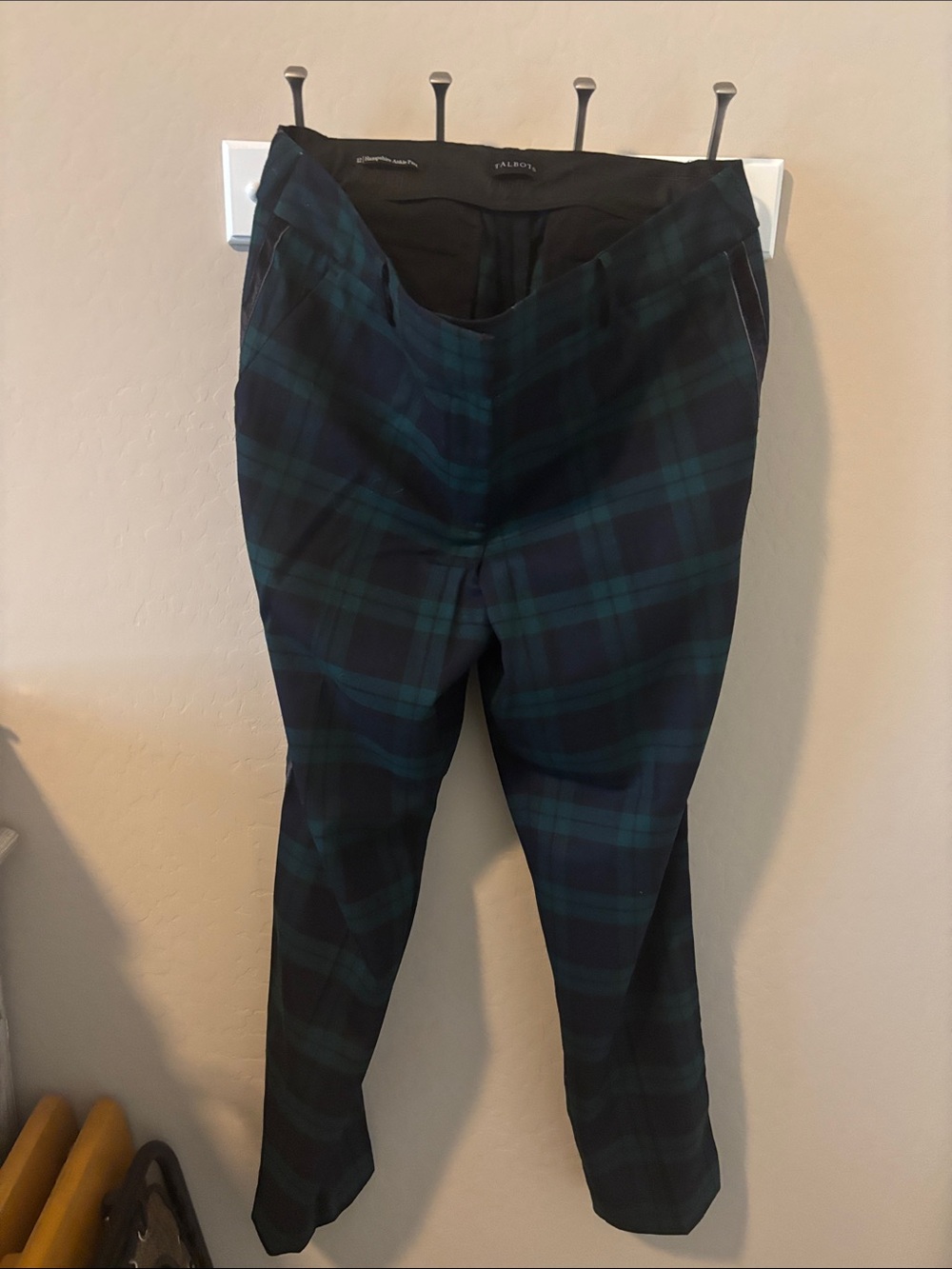 Talbots Women's Ankle Plaid Pants in Navy & Green